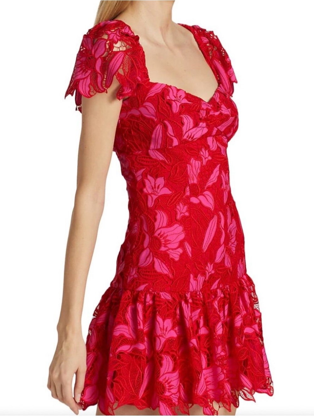 Monique Lhuillier Lace Minidress Coquette Party Cocktail Hoco NYE Gala 12